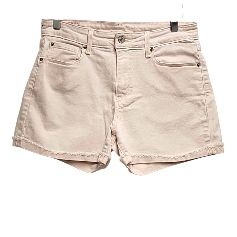 Signature Levi Strauss Short Shorts Cream 5 Pocket Zip and Button Closure Size 6